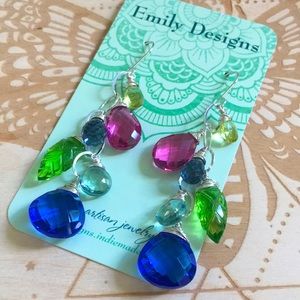 Colorful quartz cluster earrings